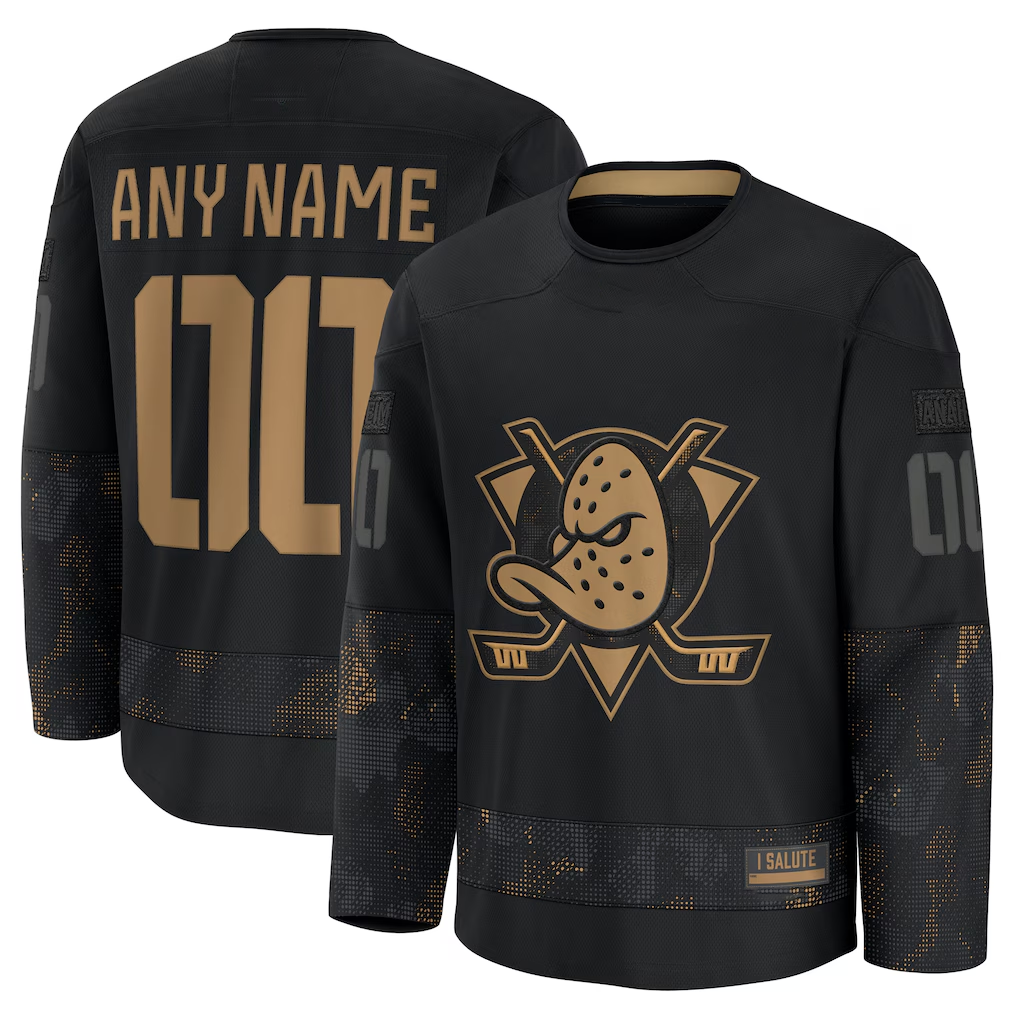 Odoa Custom A.Ducks Black 2024 Military Appreciation Practice Jerseys