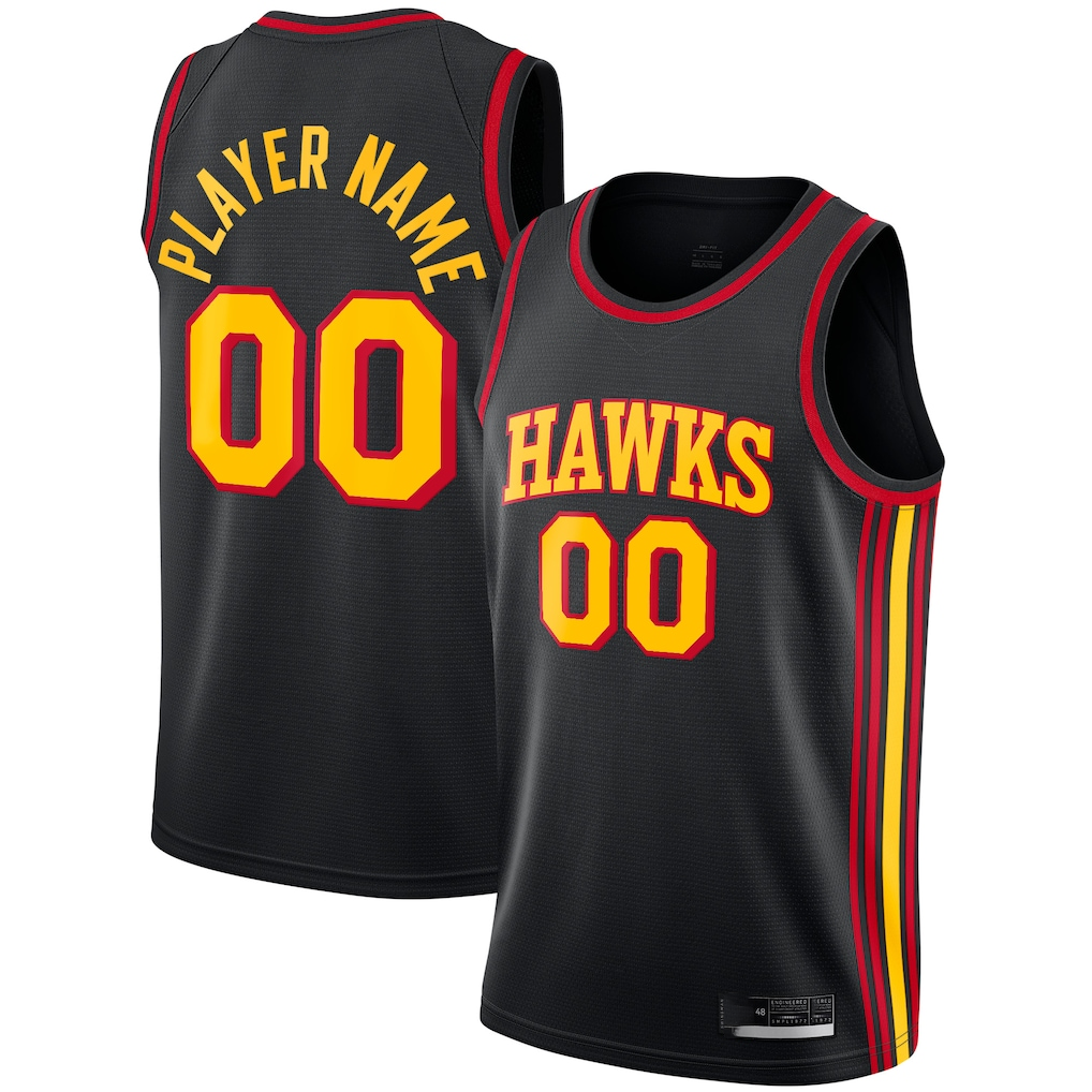 Odoa Custom A.Hawks  Black Swingman Jerseys - Statement Edition
