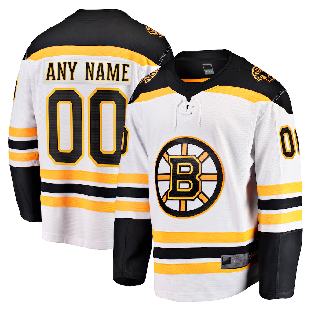 Odoa Custom B.Bruins White Away Breakaway Stitched Jerseys