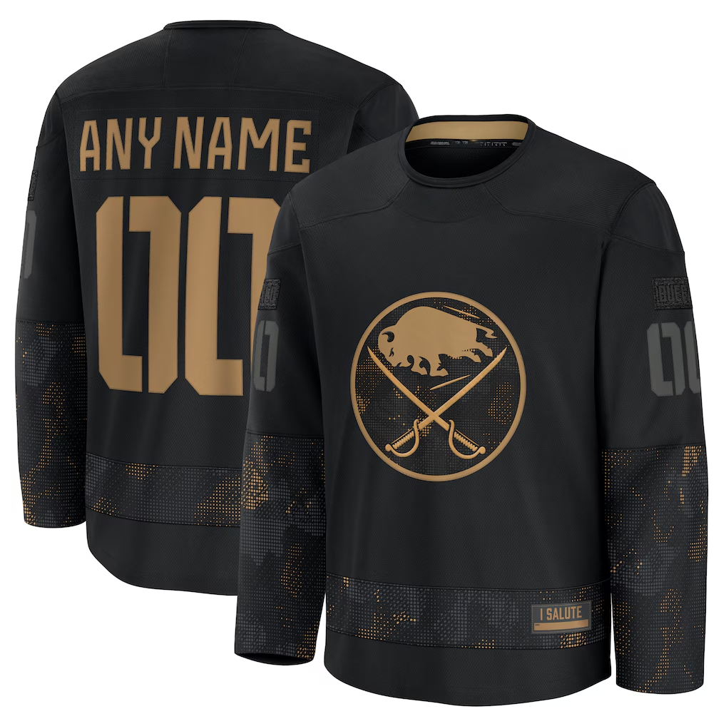 Odoa Custom B.Sabres Black 2024 Military Appreciation Practice Stitched Jerseys